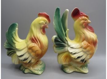 Ceramic Hen & Rooster Figurines - Set Of 2