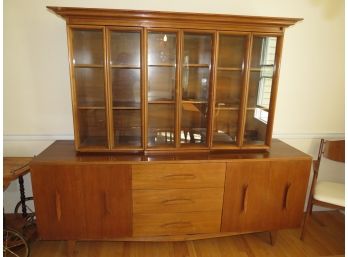 Mid-century Modern Wood China Cabinet With 9 Drawers & 3 Doors