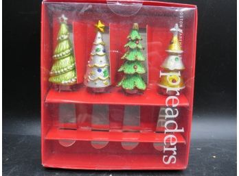 Boston Warehouse Trading Corp. Christmas Tree Stainless Steel Spreaders - Set Of 4 In Original Box