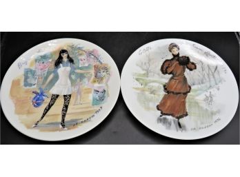 D'Arceau Limoges Colette & Bridgette Plates With Certificate Of Authenticity- Set Of 2