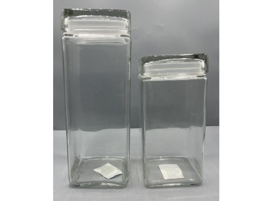 Glass Lidded Canisters - 2 Total