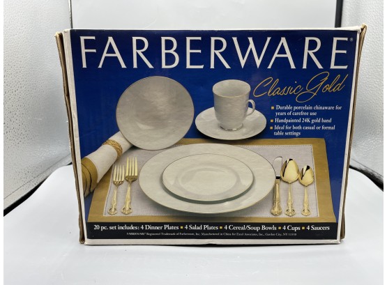 Farberware Classic Gold Porcelain 20-piece Chinaware Set - NEW