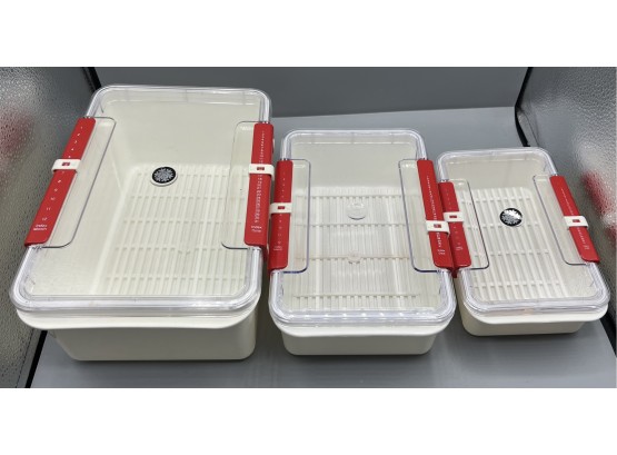 Plastic Freezer Lidded Storage Containers - 3 Total