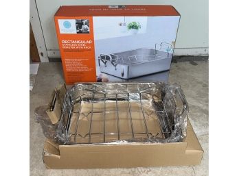 Martha Stewart Collection Stainless Steel Roaster With Rack - NEW