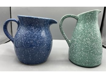 Decorative Ceramic Speckled Pattern Pitchers - 2 Total