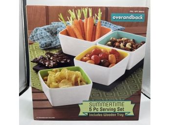 Summertime 5-piece Serving Set Includes Wooden Tray - NEW