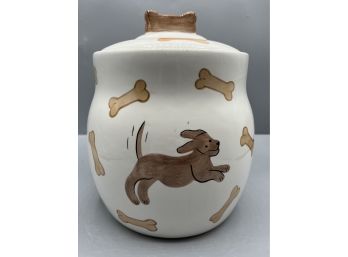 Hand Painted Stonelite Dog-bone Jar