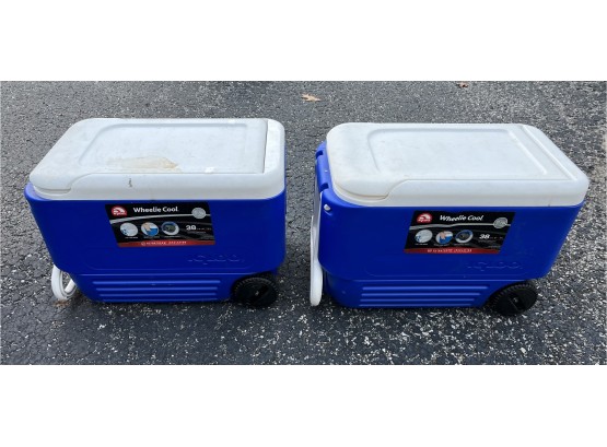 Igloo 38 QT Wheelie Coolers With Handle - 2 Total - 53 Can Capacity