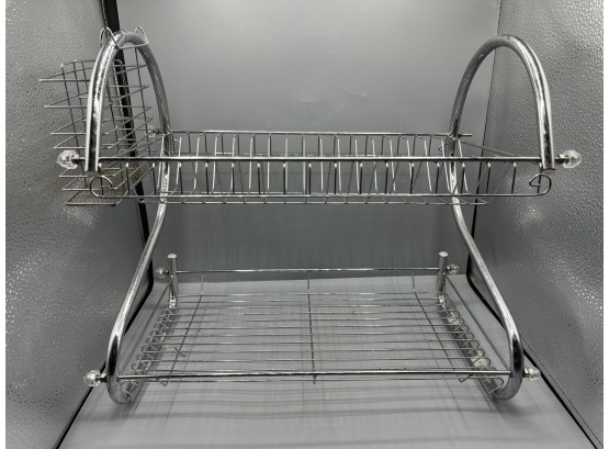 Metal Two-tier Dish Drying Rack With Sponge Holder