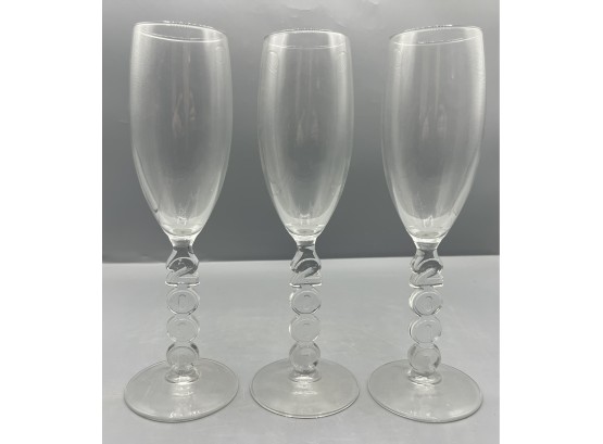 Millennium 2000 Champagne Glasses - 3 Total