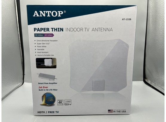 Antop Paper Thin Indoor TV Antenna Model AT-132B - NEW In Box
