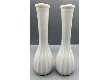 CLC Co. Milk Glass Bud Vases - 2 Total