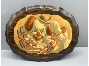 Lacquered Wooden Clown Print Wall Decor