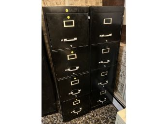 Black Metal 4-drawer File Cabinets - 2 Total - Keys Not Included