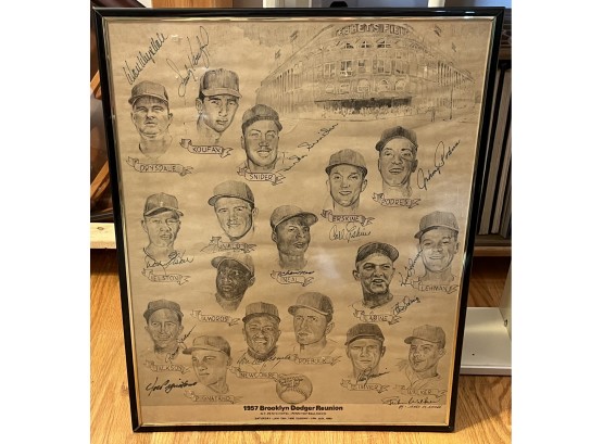 1957 Brooklyn Dodgers Baseball Print Framed