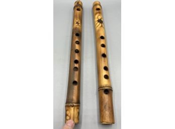 Handcrafted Bamboo Flutes - 2 Total