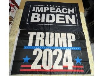 Trump 2024 / Impeach Biden Political Outdoor Flags -2 Total
