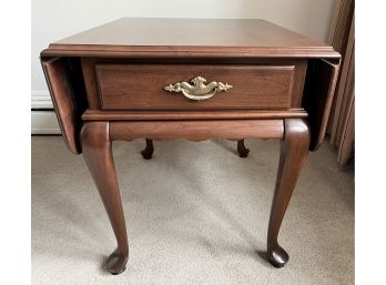 Vintage Ethan Allen Mahogany Drop-leaf End Table With Drawer