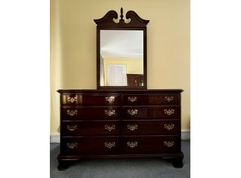 Ethan Allen Georgian Court 8-drawer Dresser With Attached Mirror