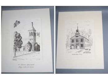 Miller Place Library - Tony Kaufman & St. James Episcopal Long Island NOT Framed - Lot Of 2
