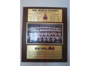 New York Mets 1986 World Champs Plaque