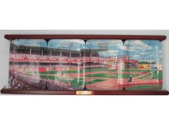 The Danbury Mint Ebbets Field By Andy Jurinko Panoramic 4 Plate Collection On Wall Rack