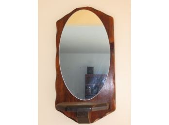 Wood Mirror With Shelf - Vintage
