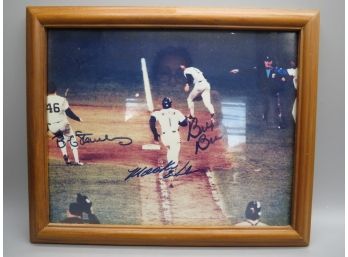New York Mets Bikll Buckner, Mookie Wilson Together Again Autographed Baseball Photo Framed