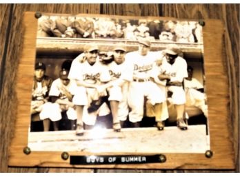 Boys Of Summer Dodgers, Jackie Robinson First Game Photo Nail Headed On A Plaque