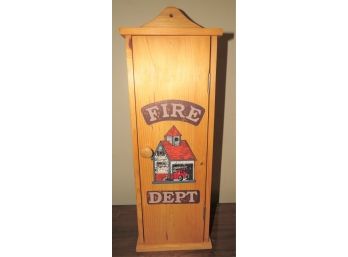 Wood Box 'fire Dept.' With 1 Door