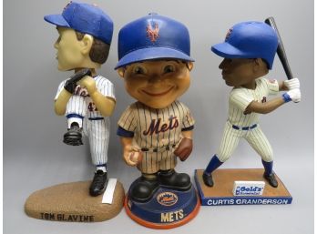 New York Mets Bobble Heads - Glavine, Granderson, Legends Of The Diamond - Lot Of 3