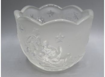 Frosted Glass Bowl Sled & Reindeer Design - In Box