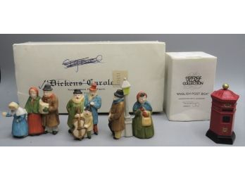 Dicken's Carolers 3-piece Set & Department 56 'english Post Office' - Lot Of 2
