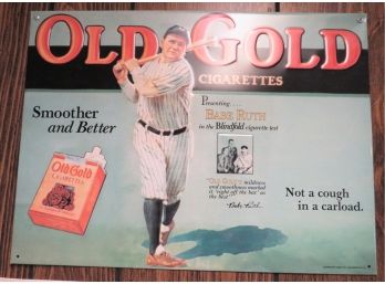 Desperate Sign Co. 'old Gold Cigarettes' Babe Ruth Metal Sign