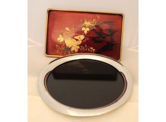 Two Round Serving Trays (196)