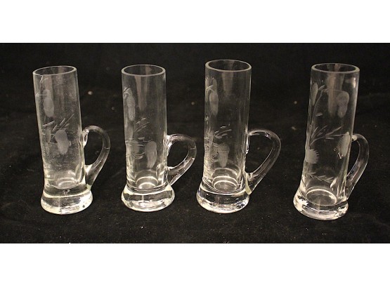 4 Etched Cordial Glasses (177)