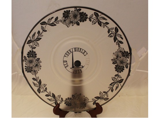 Rare 1939 Vintage World Fair Plate Silver Etched (521)