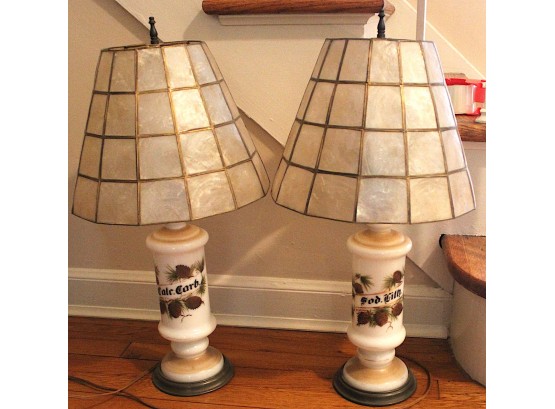 Pair Of Capiz Shell Lampshade Lamps (188)