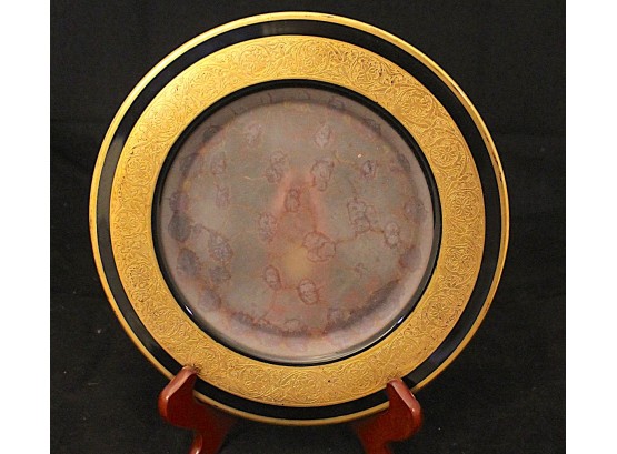 Stunning Gold Border Rim Set Of 4 Plates With Transparent Center (181)