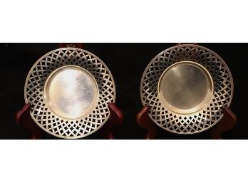 2 Sterling Silver Weaved Dishes 60.2Grams Each (155)
