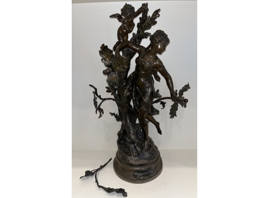 Bronze Style L'Indiscret Nouveau Figural W/Cupid Paris France