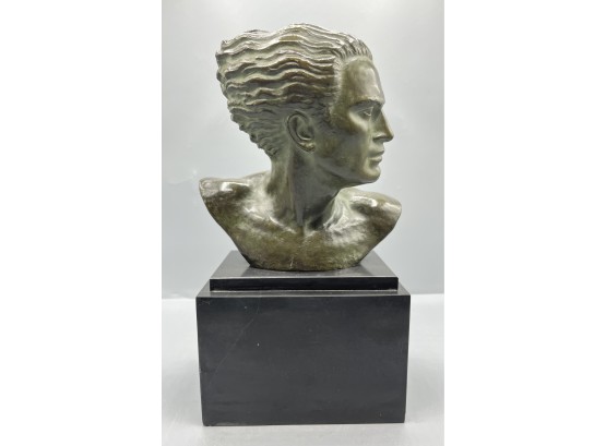 Art Deco Bronze Sculpture Male Bust Of The Avatar Jean Mermoz By Lucien Gibert 1904 - 1988