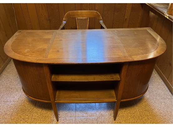 Mid Century Vanleigh Writing Desk With Book Shelf, Chair Included