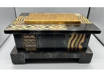 Vintage Artmax Wooden Art Deco Style Jewelry / Trinket Box