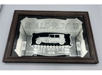 Vintage Rolls Royce London Framed Mirror Advertisement For Car Dealer