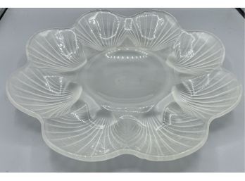 Vintage Oyster Plate Frosted Glass, 8 Well,
