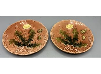 Pair Of Majolica Plates Hand Painted By Baden