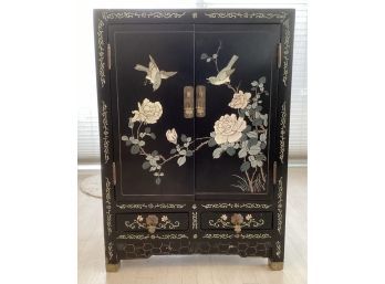 Chinoiserie Cabinet Black Lacquer Oriental Cabinet With 2 Draws