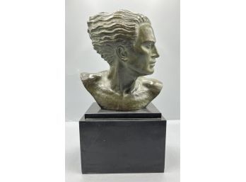 Art Deco Bronze Sculpture Male Bust Of The Avatar Jean Mermoz By Lucien Gibert 1904 - 1988