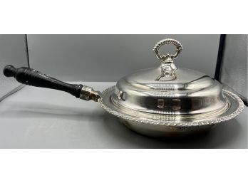 Silver Plate Casserole Dish With Lid & Wooden Handle
